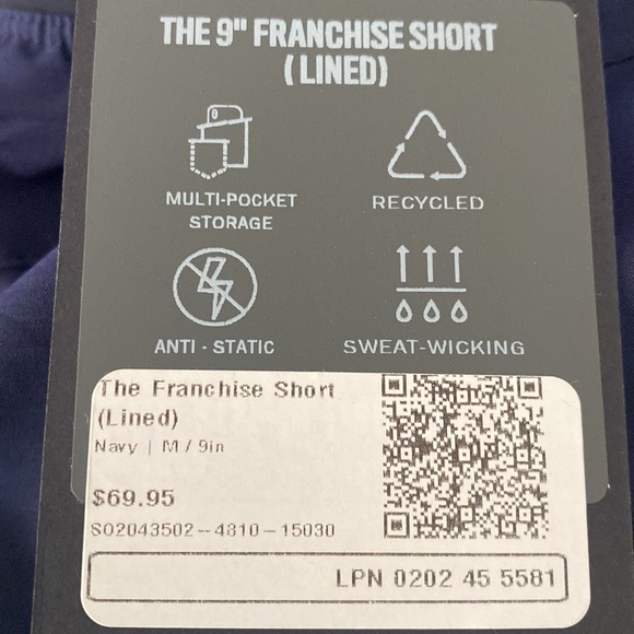 Fabletics 9” M shorts.  Tags on, never been worn - Picture 3 of 3